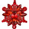 imageBriLove Womens Crystal Rhinestone Marquise Flower Brooch Pin for Party PromRuby Color AntiqueGoldTone