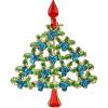 imageBriLove Womens Rhinestone Art Deco Daily Christmas Tree Teardrop Brooch Pin for PartyBlue Topaz GoldTone