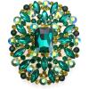 imageBriLove Womens Stunning Emerald Cut Square Crystal Rhinestone Marquise Cluster Brooch Pin for Wedding Party PromEmerald Color GoldTone