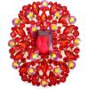 imageBriLove Womens Stunning Emerald Cut Square Crystal Rhinestone Marquise Cluster Brooch Pin for Wedding Party PromRuby Color GoldTone