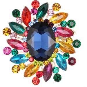 imageBriLove Austrian Crystal Rhinestone Gorgeous Oval Marquise Brooches for WomenMulticolor GoldTone