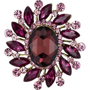 imageBriLove Austrian Crystal Rhinestone Gorgeous Oval Marquise Brooches for WomenPurple GoldTone