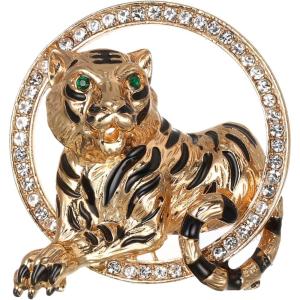 imageBriLove Austrian Crystal Rhinestone Tiger Brooches for WomenClear GoldTone