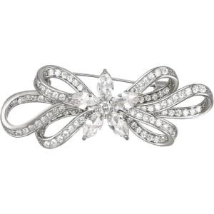 imageBriLove Wedding Bridal Brooch Pin for Women Fashion CZ Marquise Crystals Rhinestones Flower BroochesClear SilverTone
