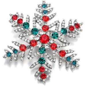 imageBriLove Womens Austrian Crystal Art Deco Winter Snowflake Brooch Pin for WomenStar Snowflake