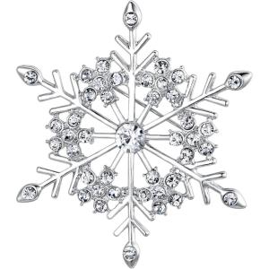 imageBriLove Womens Austrian Crystal Art Deco Winter Snowflake Brooch Pin for WomenWinter Snowflake