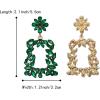 imageBriLove Art Deco Sparkly Rhinestone Marquise Rectangle Flower Statement Dangle Earrings for WomenEmerald Color GoldTone