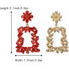 imageBriLove Art Deco Sparkly Rhinestone Marquise Rectangle Flower Statement Dangle Earrings for WomenRuby Color GoldTone
