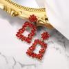 imageBriLove Art Deco Sparkly Rhinestone Marquise Rectangle Flower Statement Dangle Earrings for WomenRuby Color GoldTone