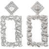 imageBriLove Art Deco Sparkly Rhinestone Marquise Rectangle Geometric Statement Dangle Earrings for Women Clear SilverTone
