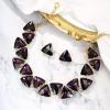 imageBriLove Art Deco Sparkly Triangle Statement Necklace Earrings Set for WomenAmethyst GoldTone