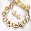 imageBriLove Art Deco Sparkly Triangle Statement Necklace Earrings Set for WomenChampagne GoldTone