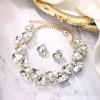 imageBriLove Art Deco Sparkly Triangle Statement Necklace Earrings Set for WomenClear GoldTone