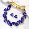 imageBriLove Art Deco Sparkly Triangle Statement Necklace Earrings Set for WomenRuby Color GoldTone