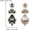 imageBriLove Art Deco Vintage Inspired Rhinestone Marquise Teardrop Flower Statement Dangle Earrings for WomenBlack AntiqueGoldTone