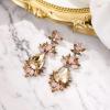 imageBriLove Art Deco Vintage Inspired Rhinestone Marquise Teardrop Flower Statement Dangle Earrings for WomenChampagne AntiqueGoldTone