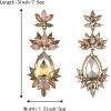 imageBriLove Art Deco Vintage Inspired Rhinestone Marquise Teardrop Flower Statement Dangle Earrings for WomenChampagne AntiqueGoldTone