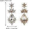 imageBriLove Art Deco Vintage Inspired Rhinestone Marquise Teardrop Flower Statement Dangle Earrings for WomenClear AntiqueGoldTone