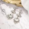 imageBriLove Art Deco Vintage Inspired Rhinestone Marquise Teardrop Flower Statement Dangle Earrings for WomenClear AntiqueGoldTone
