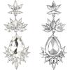 imageBriLove Art Deco Vintage Inspired Rhinestone Marquise Teardrop Flower Statement Dangle Earrings for WomenClear SilverTone