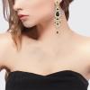 imageBriLove Bridal Stunning Crystal Art Deco Long Chandelier Dangle Earrings for Women Wedding Party PromBlack GoldTone