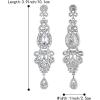 imageBriLove Bridal Stunning Crystal Art Deco Long Chandelier Dangle Earrings for Women Wedding Party PromClear SilverTone