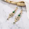 imageBriLove Bridal Stunning Crystal Art Deco Long Chandelier Dangle Earrings for Women Wedding Party PromEmerald Color GoldTone