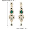 imageBriLove Bridal Stunning Crystal Art Deco Long Chandelier Dangle Earrings for Women Wedding Party PromEmerald Color GoldTone