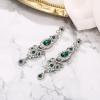 imageBriLove Bridal Stunning Crystal Art Deco Long Chandelier Dangle Earrings for Women Wedding Party PromEmerald Color SilverTone