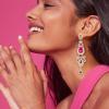 imageBriLove Bridal Stunning Crystal Art Deco Long Chandelier Dangle Earrings for Women Wedding Party PromHot Pink GoldTone
