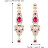 imageBriLove Bridal Stunning Crystal Art Deco Long Chandelier Dangle Earrings for Women Wedding Party PromHot Pink GoldTone
