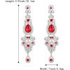 imageBriLove Bridal Stunning Crystal Art Deco Long Chandelier Dangle Earrings for Women Wedding Party PromRuby Color SilverTone