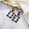 imageBriLove Clipon Dangle Earring Earrings Art Deco Sparkly Rhinestone Marquise Teardrop Rectangle Geometric Statement for WomenBlack GoldToned