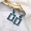 imageBriLove Clipon Dangle Earring Earrings Art Deco Sparkly Rhinestone Marquise Teardrop Rectangle Geometric Statement for WomenBlue Topaz SilverTone