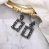 imageBriLove Clipon Dangle Earring Earrings Art Deco Sparkly Rhinestone Marquise Teardrop Rectangle Geometric Statement for WomenGrey BlackTone