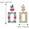 imageBriLove Clipon Dangle Earring Earrings Art Deco Sparkly Rhinestone Marquise Teardrop Rectangle Geometric Statement for WomenMulticolor GoldToned