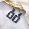 imageBriLove Clipon Dangle Earring Earrings Art Deco Sparkly Rhinestone Marquise Teardrop Rectangle Geometric Statement for WomenSapphire Color BlackTone