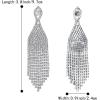 imageBriLove Fashion Long Chandelier Tassel Dangle Drop Earrings for Women Party Prom AccessoriesFringeSilver