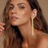 imageBriLove Fashion Long Chandelier Tassel Dangle Drop Earrings for Women Party Prom AccessoriesKnot GoldTone