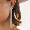 imageBriLove Fashion Long Chandelier Tassel Dangle Drop Earrings for Women Party Prom AccessoriesKnot SilverTone