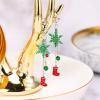 imageBriLove Lovely Cute Enamel Snowflake Jingle Bell Red Santa Stocking Christmas Hook Dangle Earrings for Women