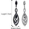 imageBriLove Womens Crystal Gorgeous Twisted Dual Chandelier Teardrop Fashion Pierced Dangle EarringsBlack BlackTone