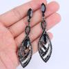 imageBriLove Womens Crystal Gorgeous Twisted Dual Chandelier Teardrop Fashion Pierced Dangle EarringsBlack BlackTone