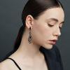 imageBriLove Womens Crystal Gorgeous Twisted Dual Chandelier Teardrop Fashion Pierced Dangle EarringsBlack BlackTone