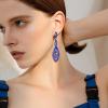 imageBriLove Womens Crystal Gorgeous Twisted Dual Chandelier Teardrop Fashion Pierced Dangle EarringsBlue BlueTone