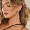 imageBriLove Womens Crystal Gorgeous Twisted Dual Chandelier Teardrop Fashion Pierced Dangle EarringsChampagne GoldTone