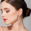 imageBriLove Womens Crystal Gorgeous Twisted Dual Chandelier Teardrop Fashion Pierced Dangle EarringsPeach Morganite Color RoseGoldTone