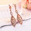 imageBriLove Womens Crystal Gorgeous Twisted Dual Chandelier Teardrop Fashion Pierced Dangle EarringsPeach Morganite Color RoseGoldTone
