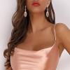 imageBriLove Womens Crystal Gorgeous Twisted Dual Chandelier Teardrop Fashion Pierced Dangle EarringsPeach Morganite Color RoseGoldTone