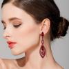 imageBriLove Womens Crystal Gorgeous Twisted Dual Chandelier Teardrop Fashion Pierced Dangle EarringsRuby Color BlackTone